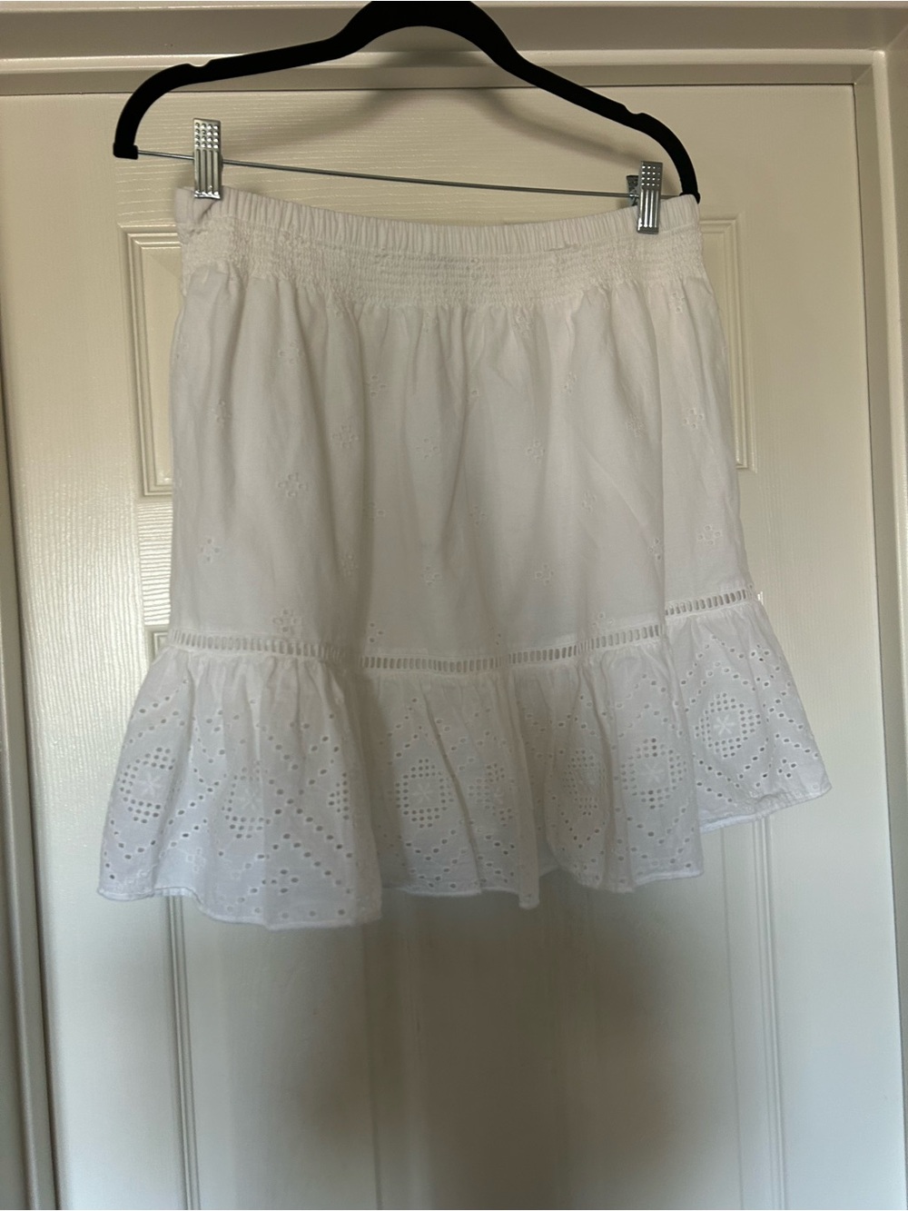 Madwell White Eyelet Ruffle Mini Skirt, Sz Small, EUC